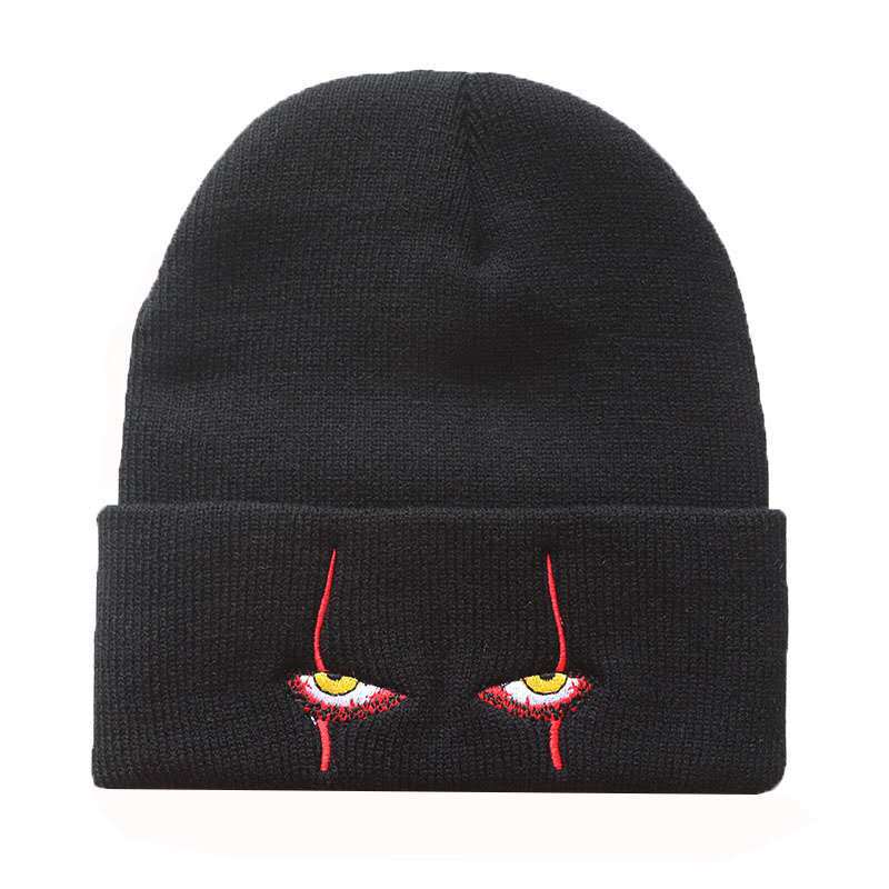 Embroidered Scary Clown Eyes Woolen Beanie