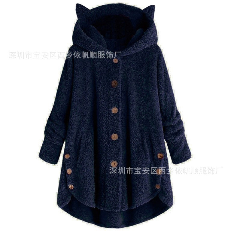 Cute Cat Ear Plush Coat