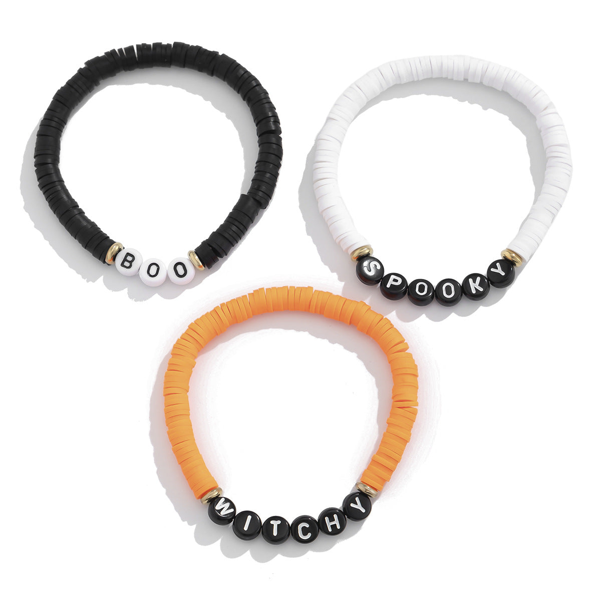 Halloween Elastic Bracelet Set - Pumpkin Head & Letter Design