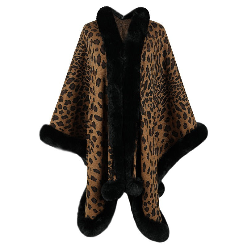 Fierce & Cozy: Leopard Print Wool Collar Cape – Your Must-Have Fall Statement!