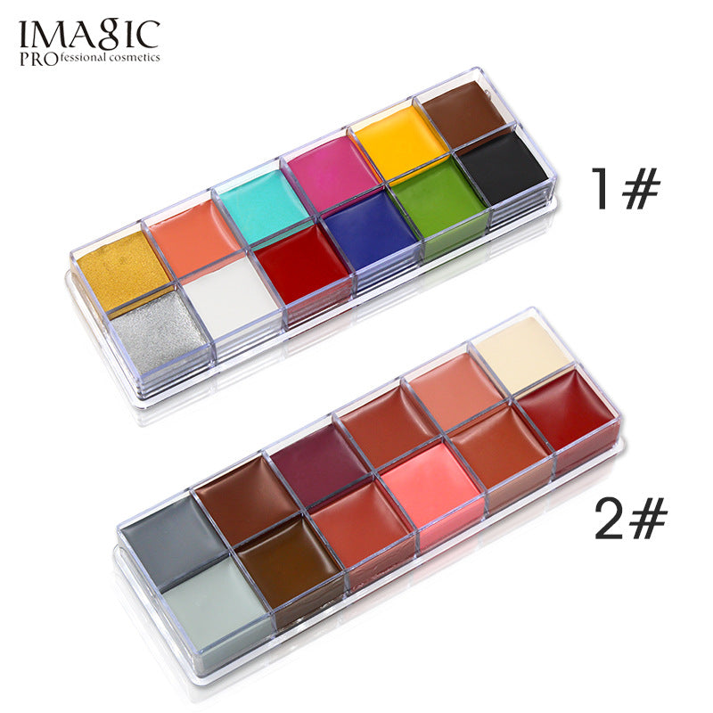 12-Color Professional Oil Paint Palette - Body & Face Painting