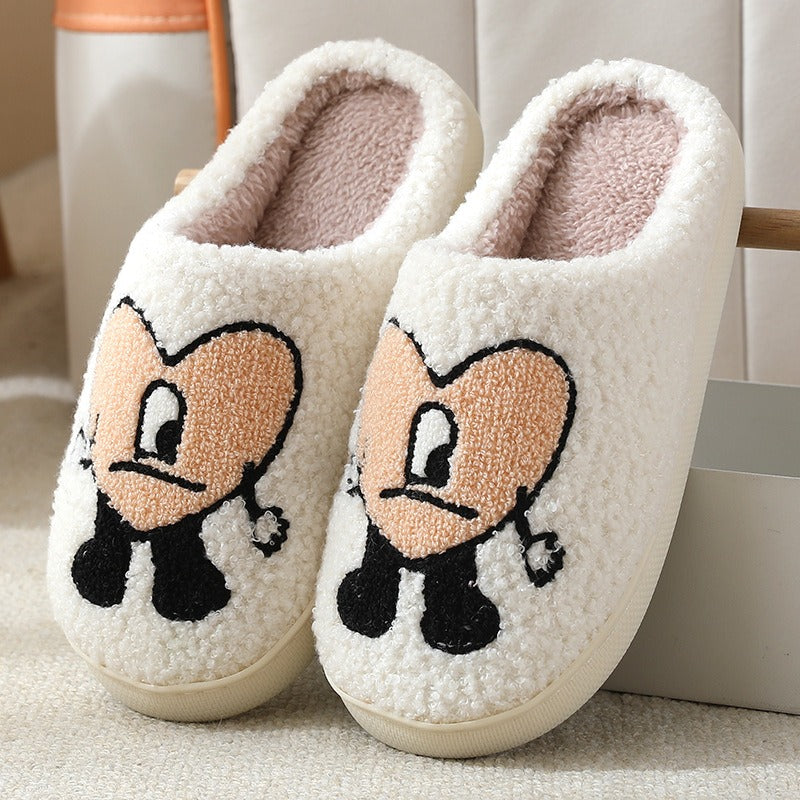 Cozy Couple Cotton Slippers - Adorable Thick-soled Cartoon Comfort