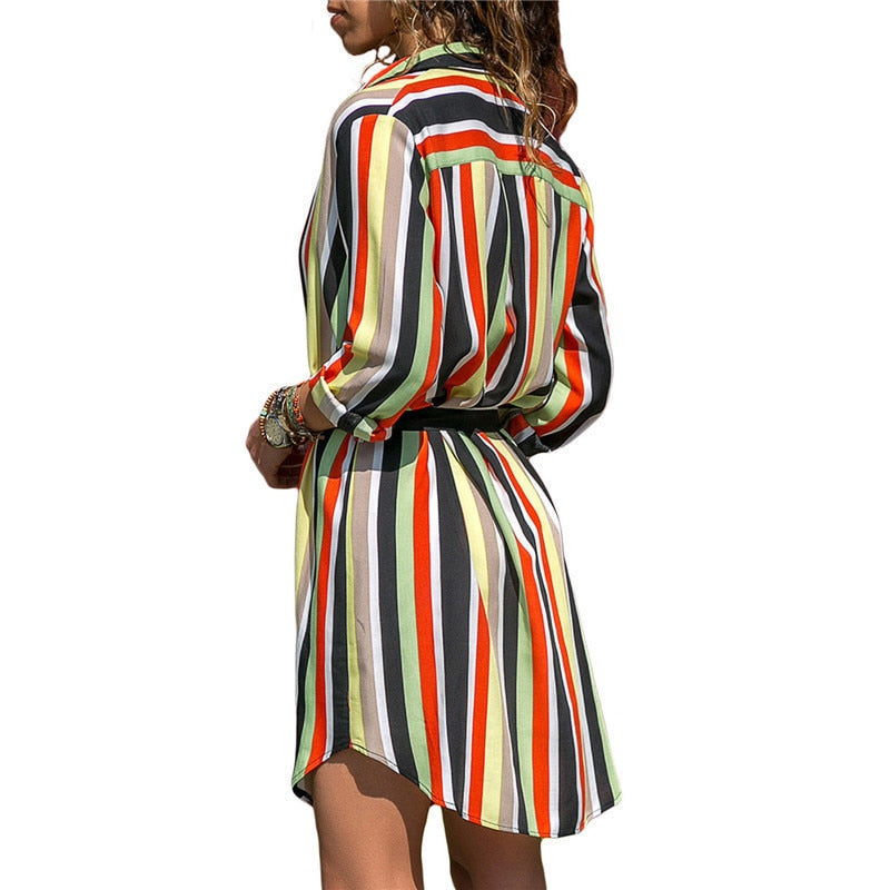 Striped Chiffon Boho Mini Dress